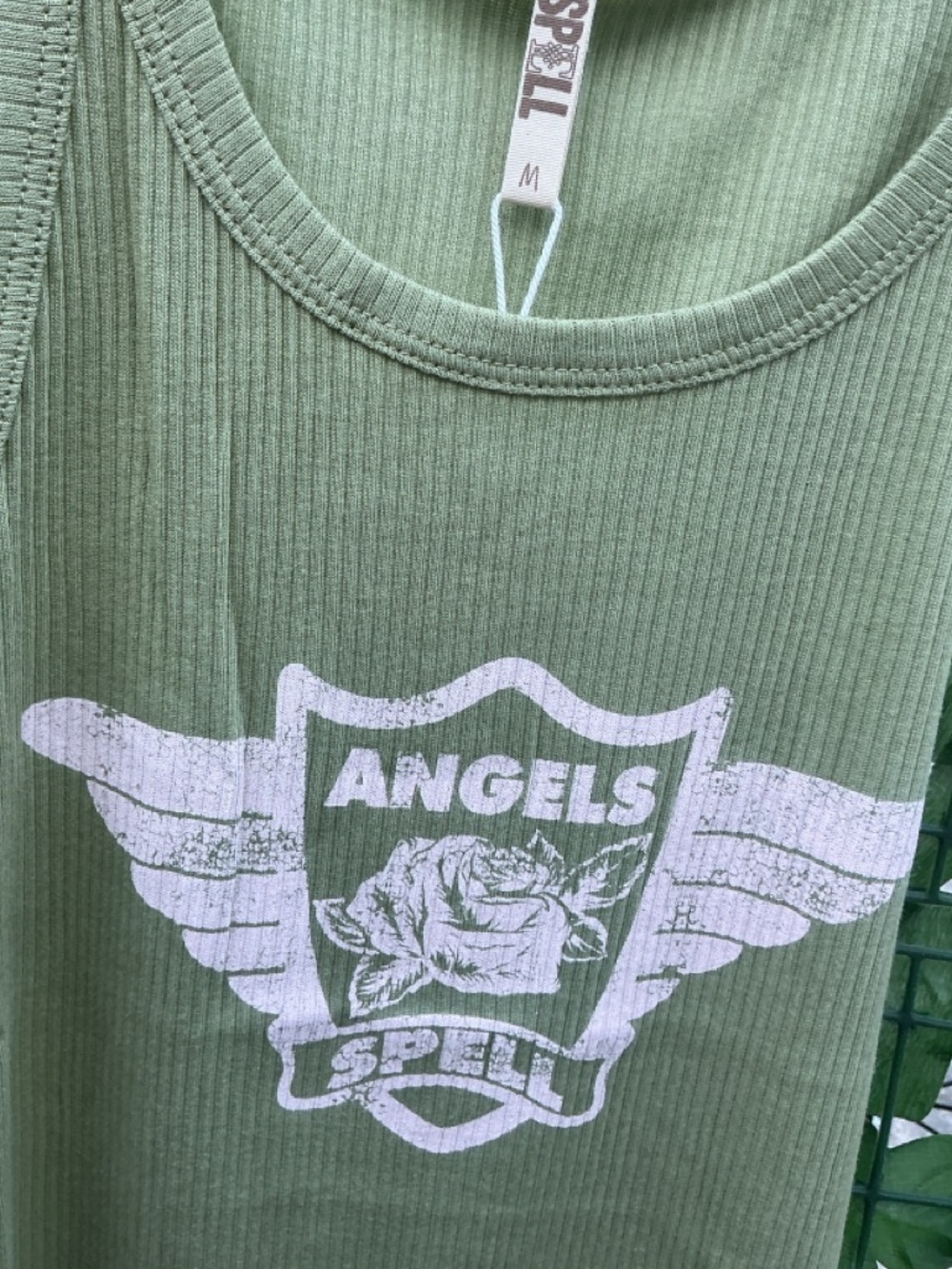 Spell Olive Green Ribbed Angels Graphic Tank - Picture 3 of 3